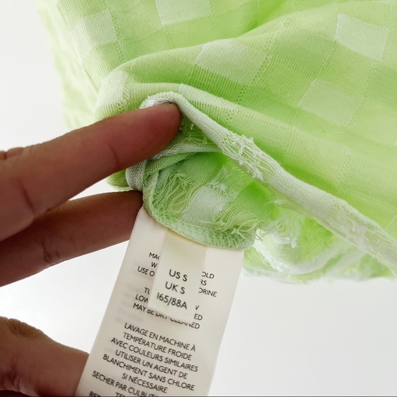 NWOT Free People Green Checkered Mini Button Short Sleeve T-Shirt - Picture 5 of 9